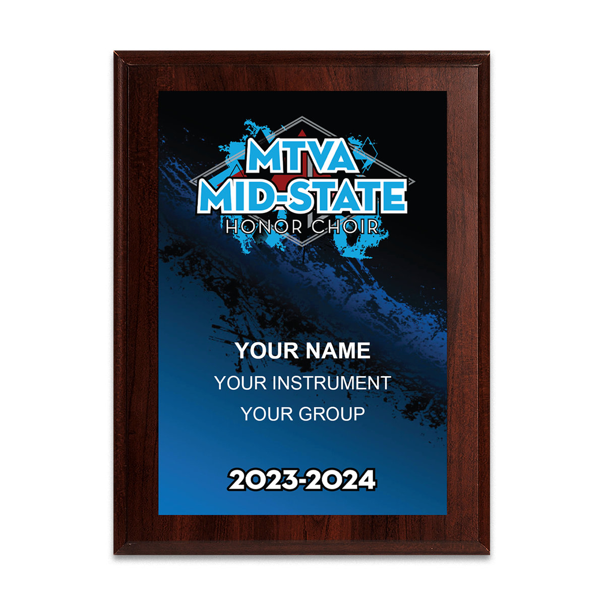 2023-2024 MTVA Mid-State Honor Choir 6x8 Plaque