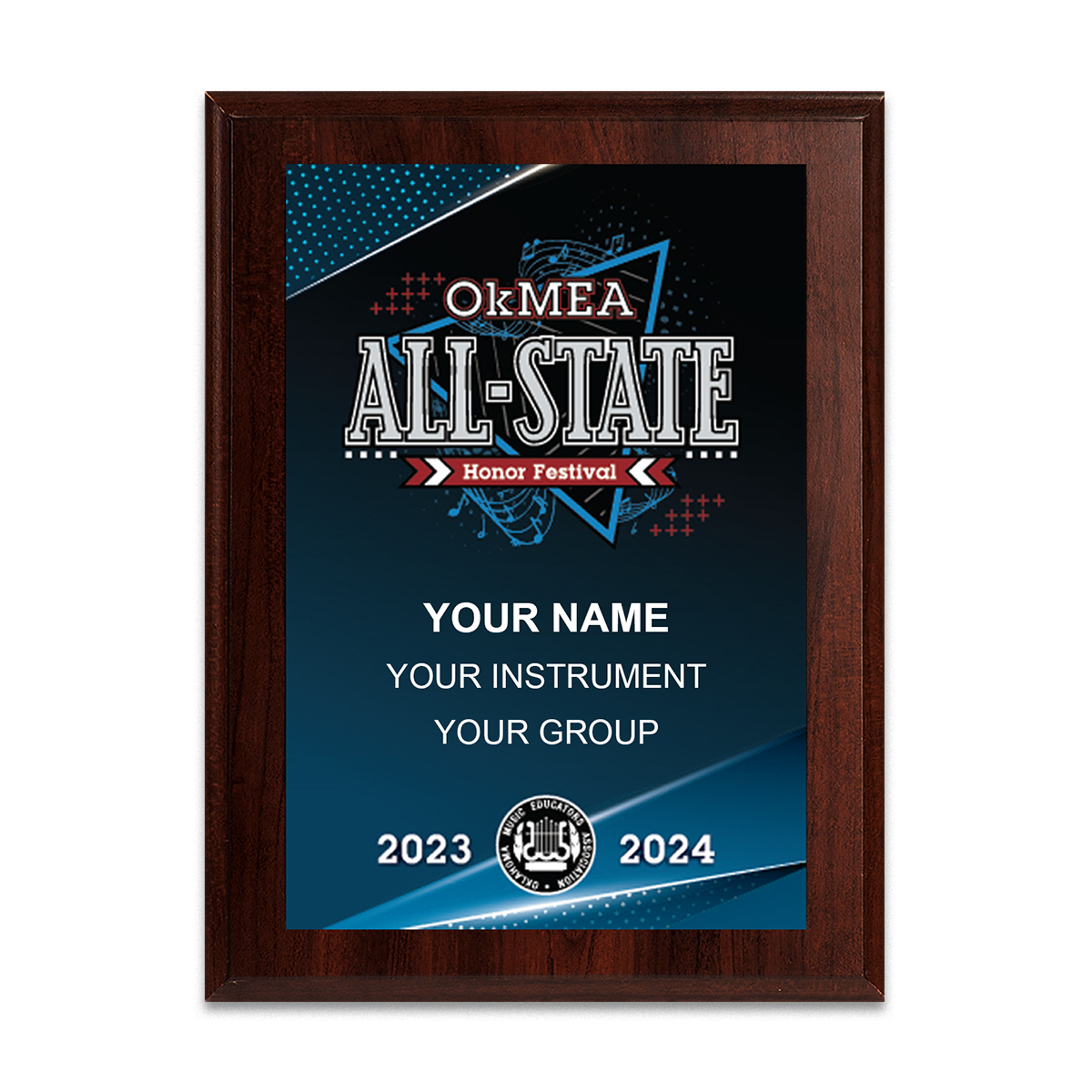 2023-2024 OkMEA All-State Honor Festival 8x10 Plaque