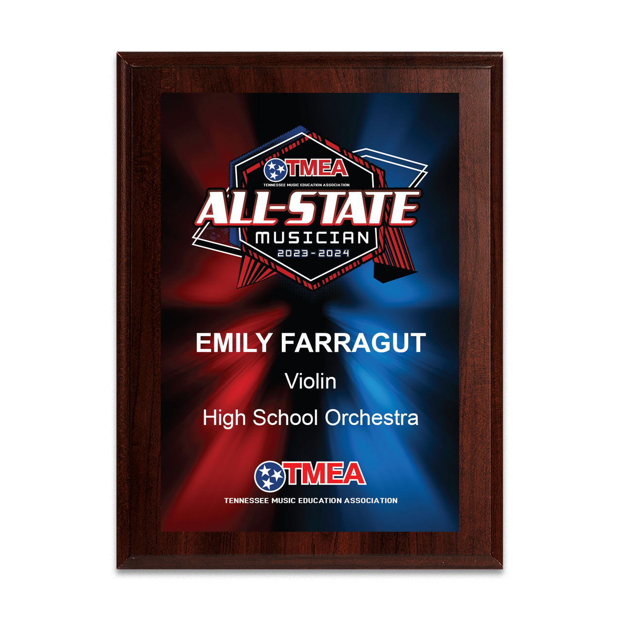 2024 TMEA (Tennessee) All-State  8x10 Plaque