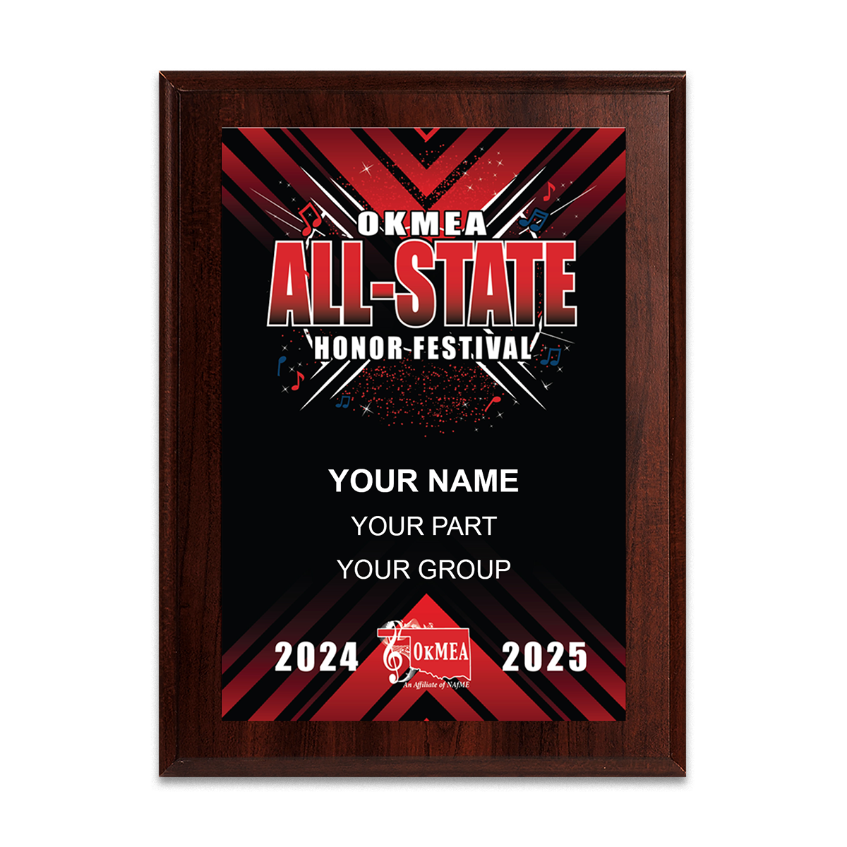 2024-2025 OkMEA All State Honor Festival 8x10 Plaque