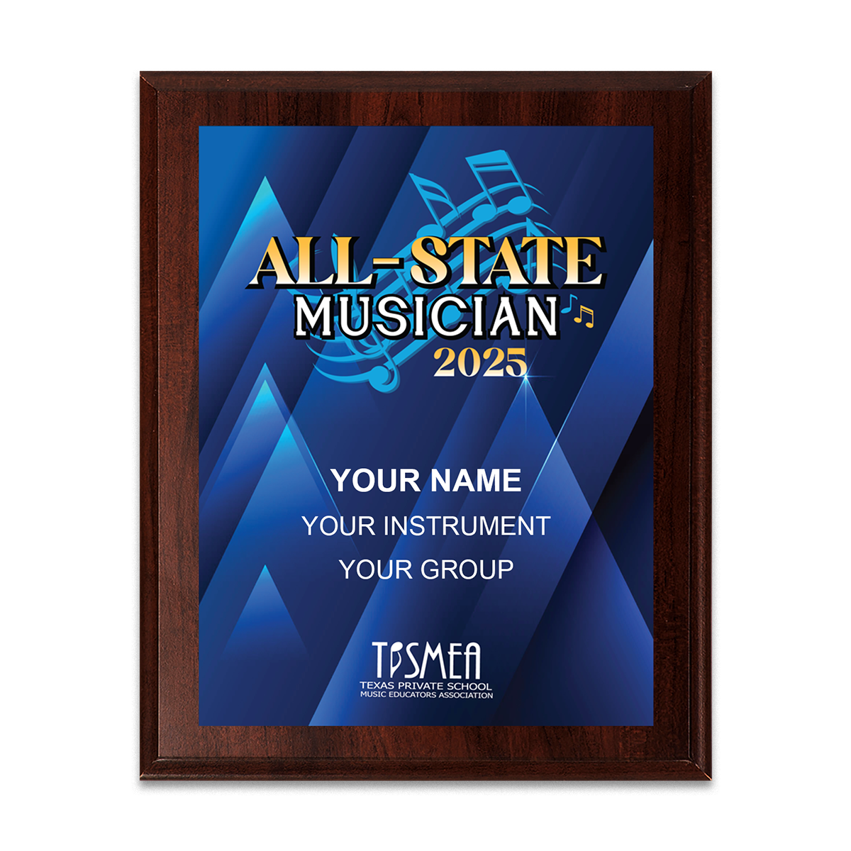 2025 TPSMEA All-State 8x10 Plaque